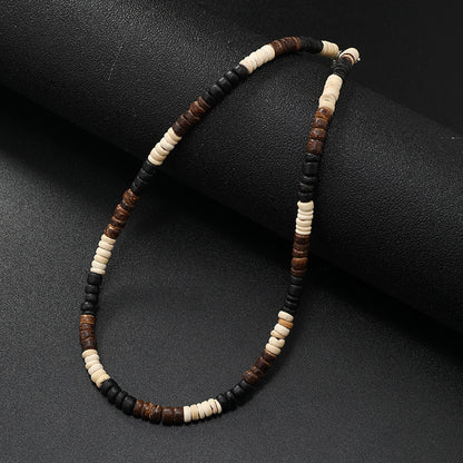 Coconut Shell Beaded Men's Clavicle Chain