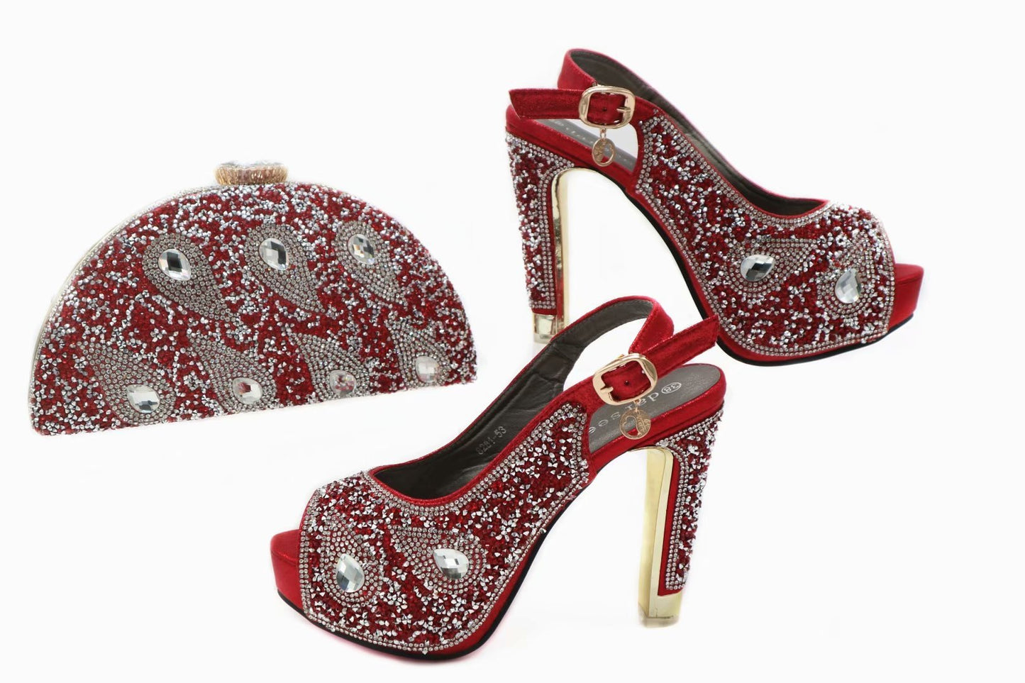 Women's Rhinestone High Heels and Clutch