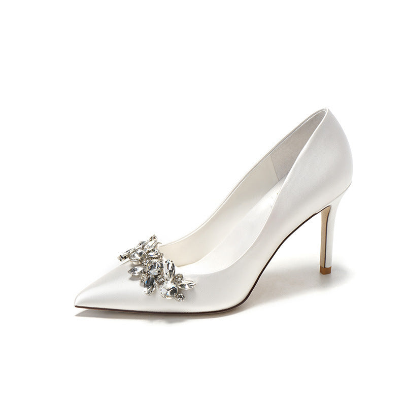 Bridal Satin White High Heels