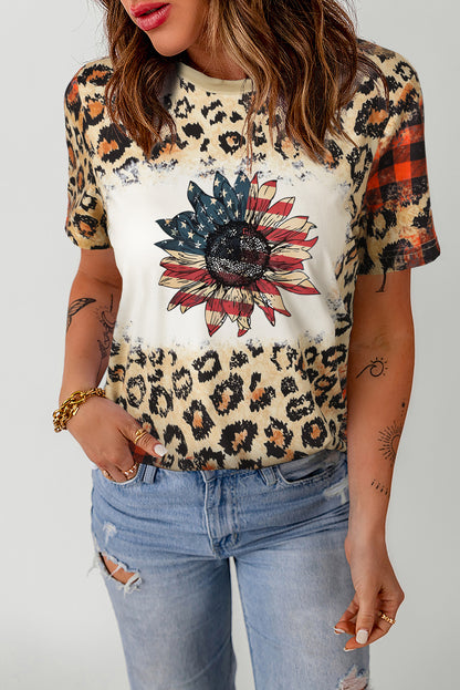 Leopard Plaid Floral T-Shirt