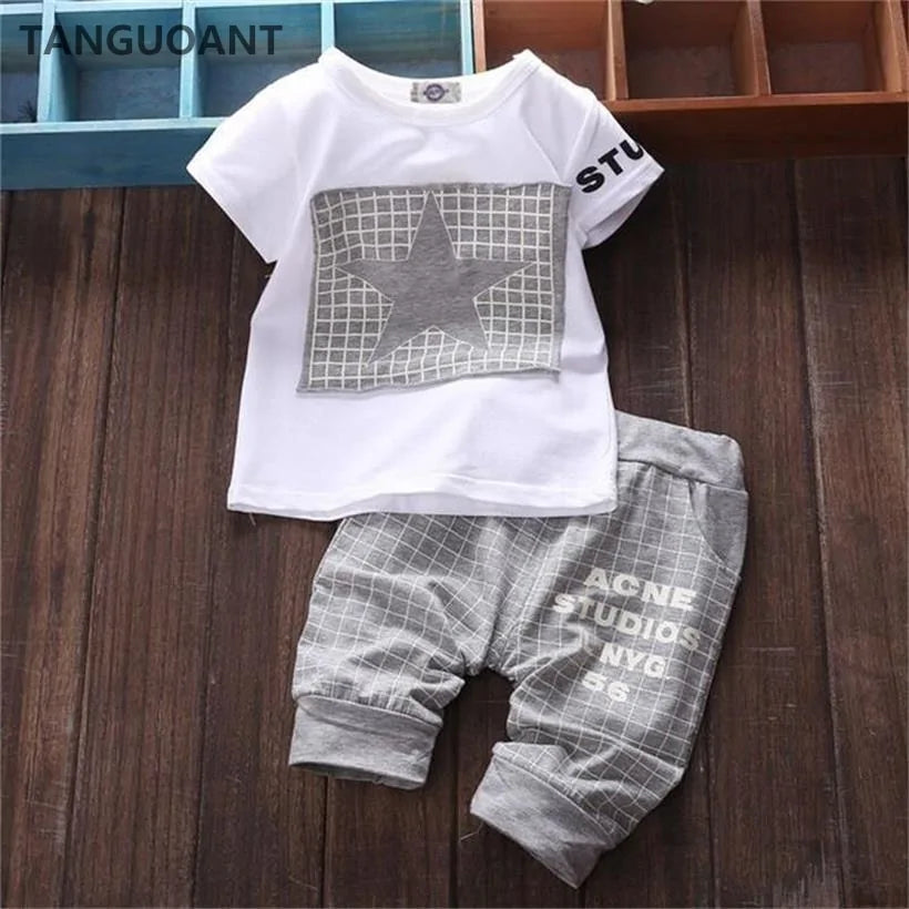 Baby Boy Star Printed Clothes Set: T-Shirt + Pants Outfit