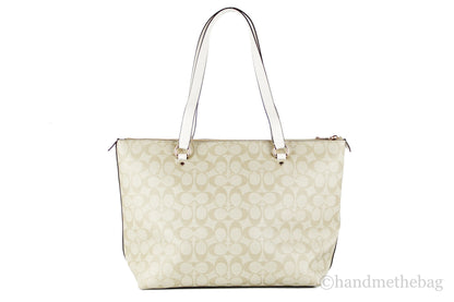 Coach (F79609) Signature Coated Canvas Light Khaki Chalk Gallery Tote Handbag