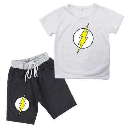 "Flash" Print Cotton Short-Sleeved T-Shirt /  Shorts Kids Set