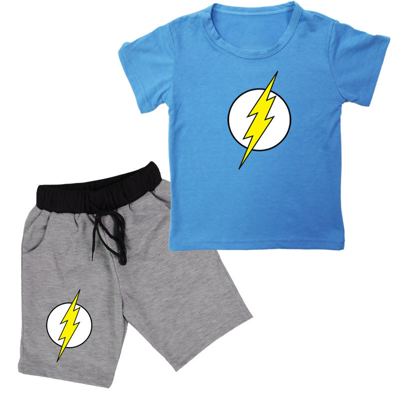 "Flash" Print Cotton Short-Sleeved T-Shirt /  Shorts Kids Set