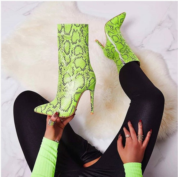 Women's Snake Pattern Stiletto High Heels