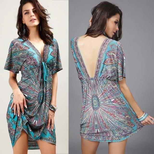 Women's V-Neck Boho Dress