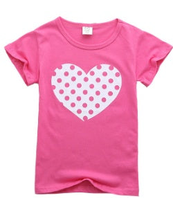 Girl's Polka Dot Heart Short Sleeve Shirt