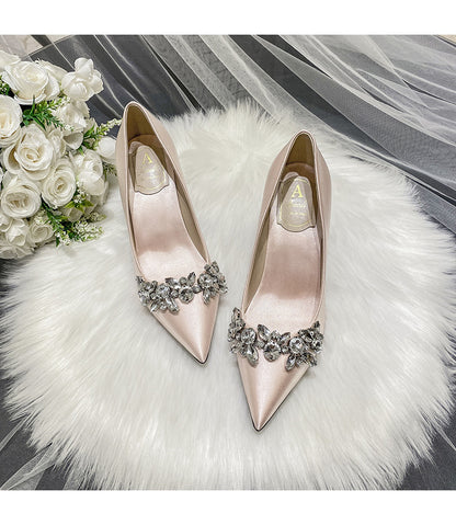 Bridal Satin White High Heels