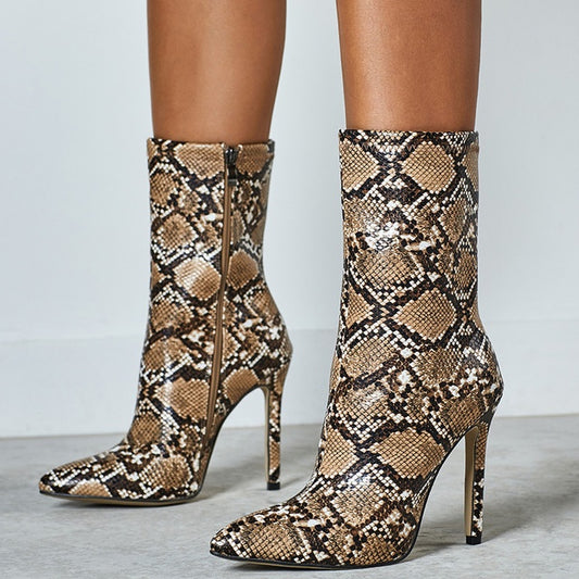 Women's Snake Pattern Stiletto High Heels