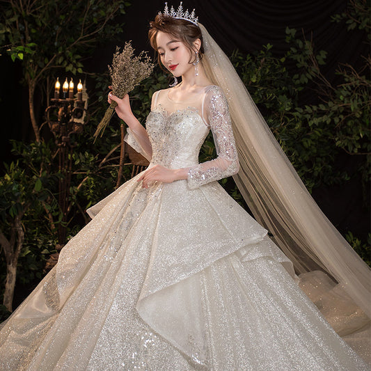 French Dream Long-Sleeved Retro Wedding Dress