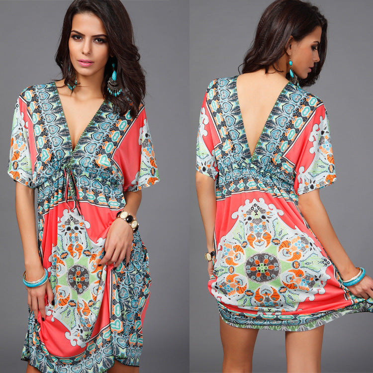 Women's V-Neck Boho Dress