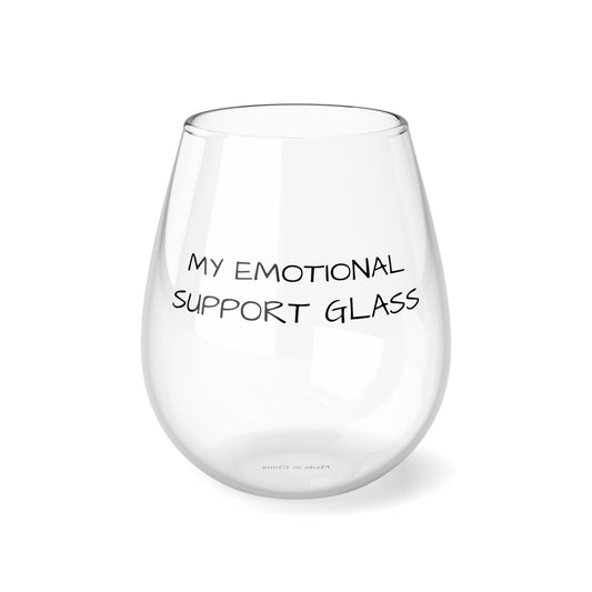 "My Emotional Support Glass" Stemless Wine Glass, 11.75oz