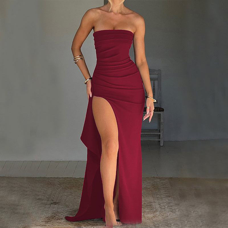 Women's Strapless Split Long Dress