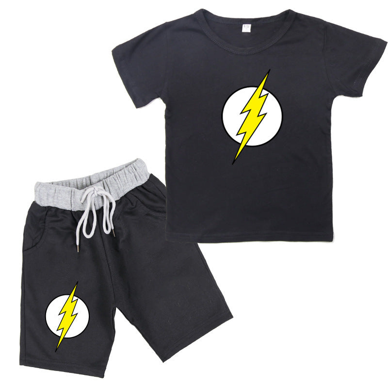 "Flash" Print Cotton Short-Sleeved T-Shirt /  Shorts Kids Set