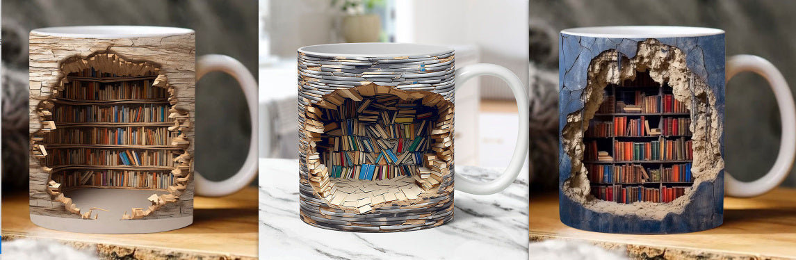 3D Bookshelf Mug