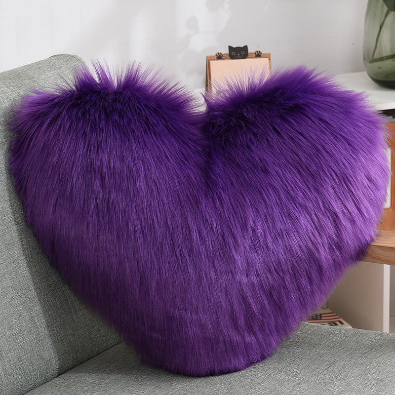 Heart Shaped Shaggy Pillow