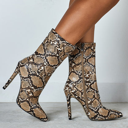 Women's Snake Pattern Stiletto High Heels