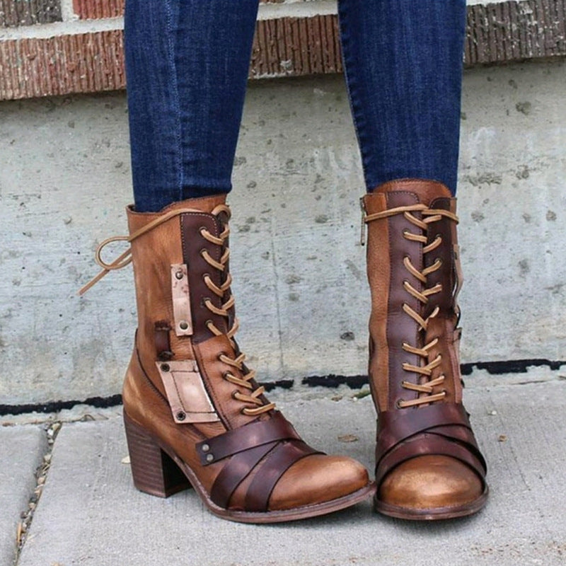 Women's Retro Lace Up Boots