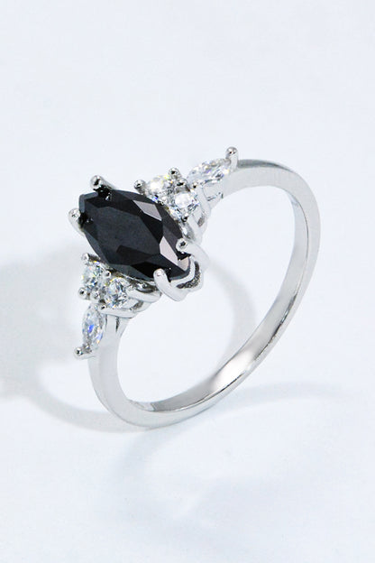 925 Sterling Silver Black Agate Ring