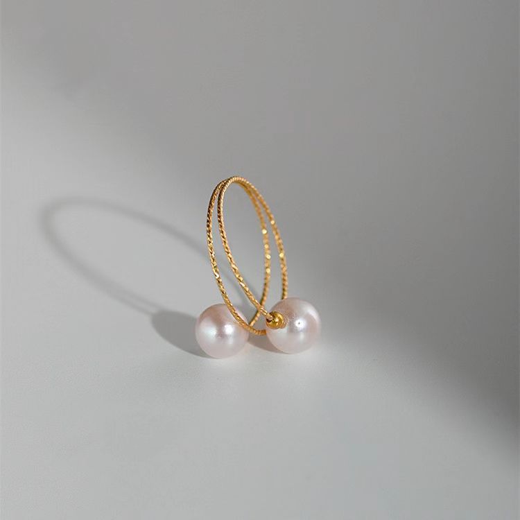 18k Gold Pearl Adjustable Ring