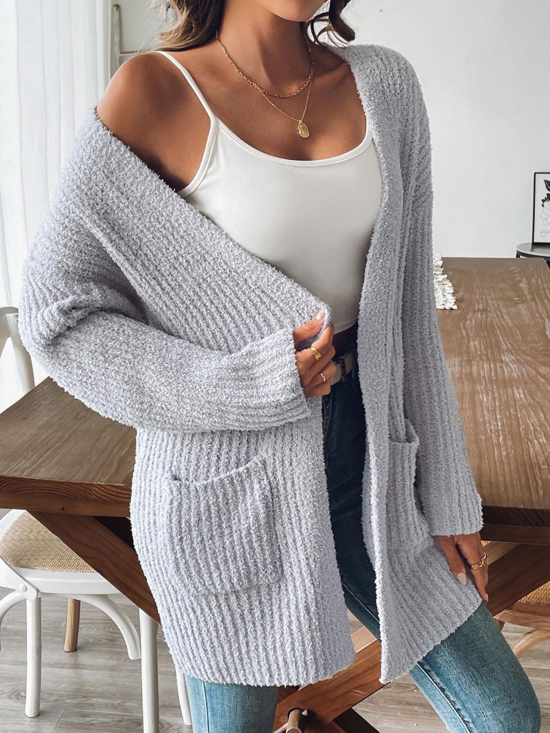 Women's Open Front Long Sleeve Cardigan