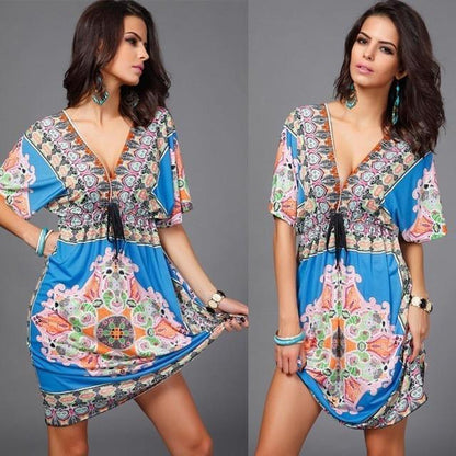 Women's V-Neck Boho Dress