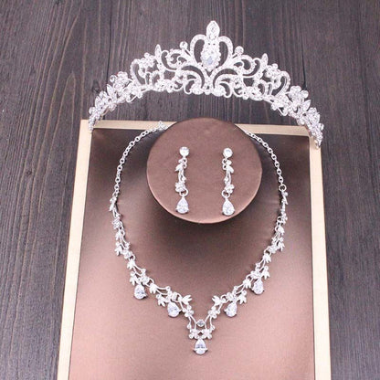 Bridal Rhinestone Crown Necklace Set