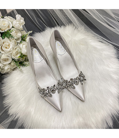 Bridal Satin White High Heels