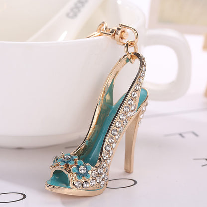 Fashion Diamond-Studded High Heels Shape Keychain