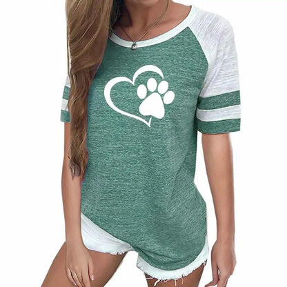 Dog Paw Print T-Shirt for Woman