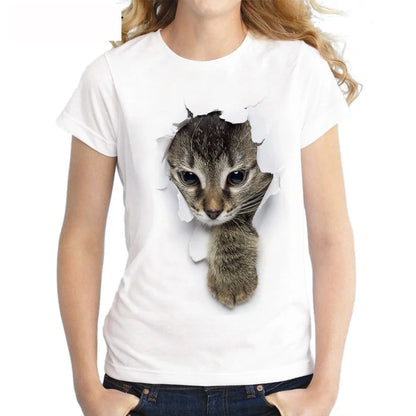 Cat Print Casual Women's T-Shirt