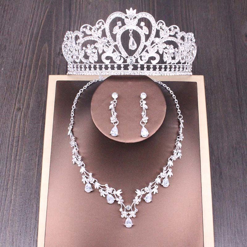 Bridal Rhinestone Crown Necklace Set