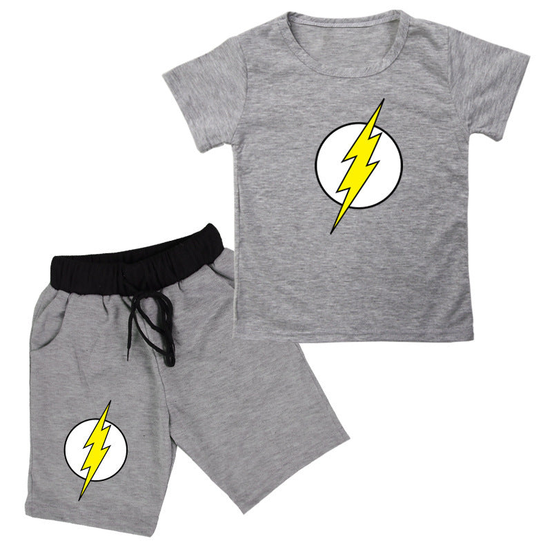 "Flash" Print Cotton Short-Sleeved T-Shirt /  Shorts Kids Set