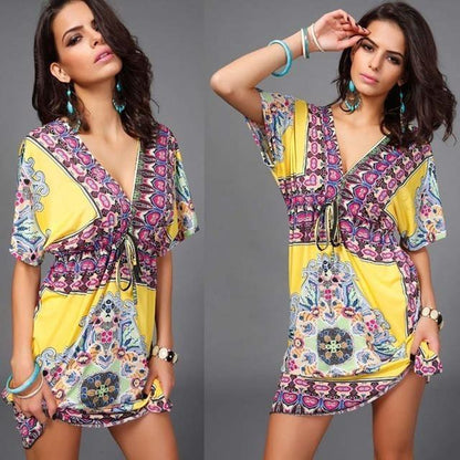 Women's V-Neck Boho Dress