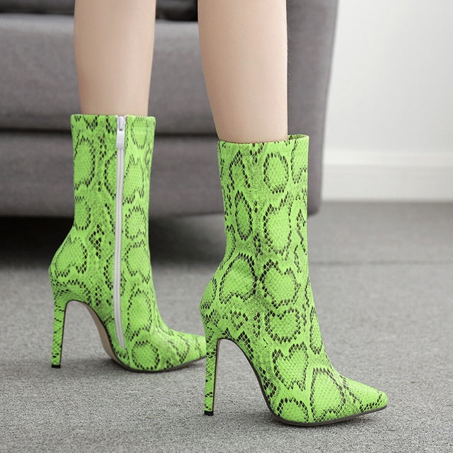 Women's Snake Pattern Stiletto High Heels