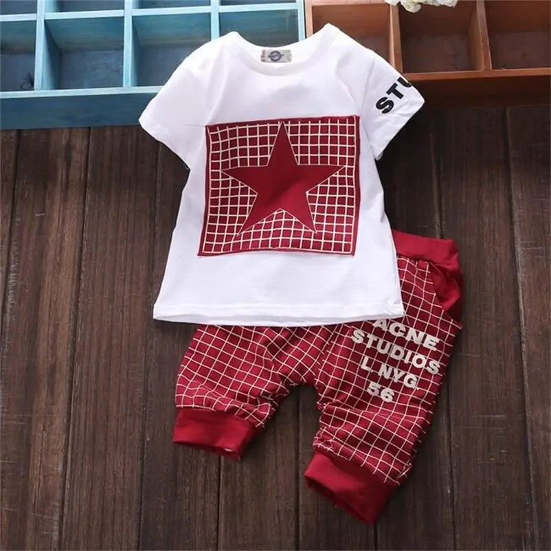 Baby Boy Star Printed Clothes Set: T-Shirt + Pants Outfit