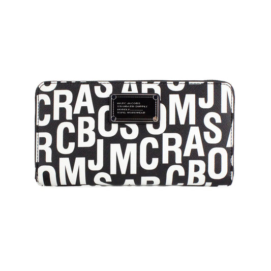 Marc Jacobs Large Black White Monogram Continental Clutch Wallet