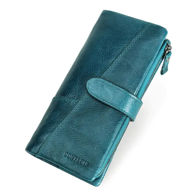 Genuine Leather Women's Long Wallet