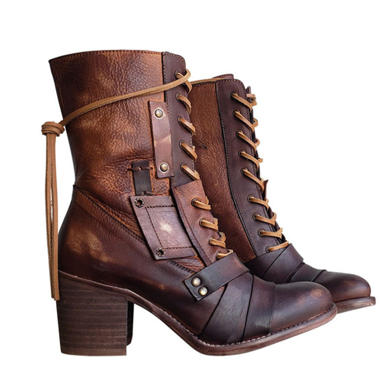 Women's Retro Lace Up Boots