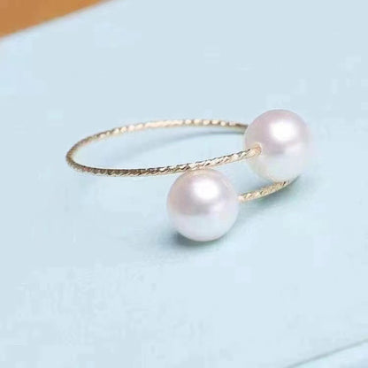 18k Gold Pearl Adjustable Ring