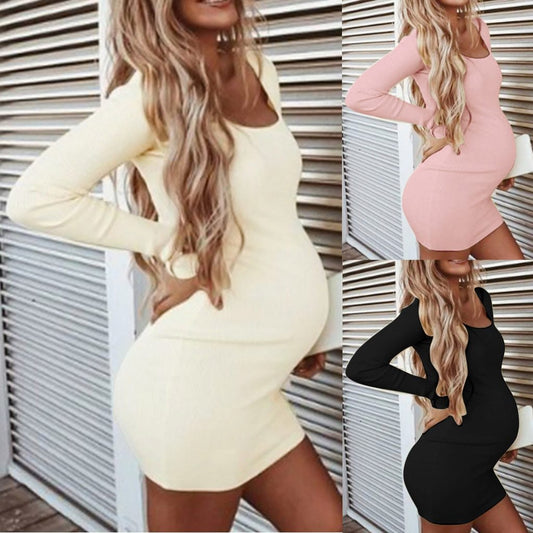 Women's O-Neck Maternity Dress