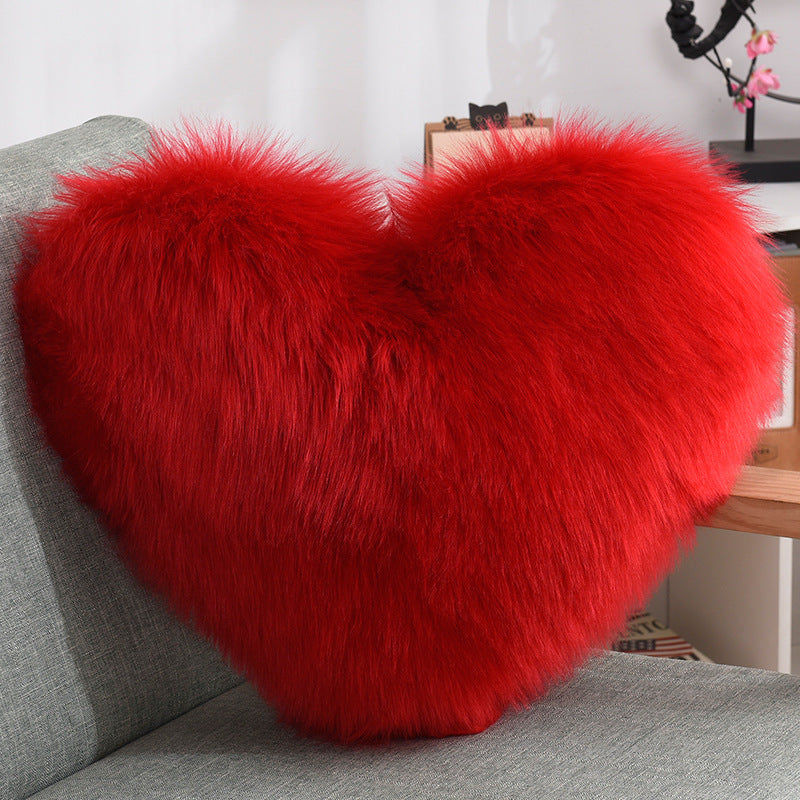 Heart Shaped Shaggy Pillow