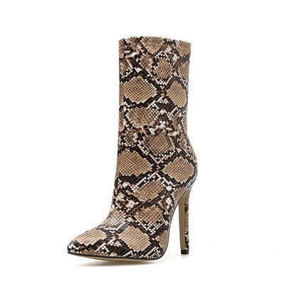 Women's Snake Pattern Stiletto High Heels