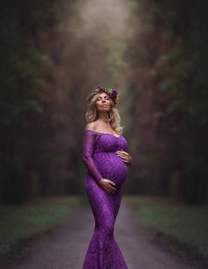 Long Sleeve Maternity Shoot Dress