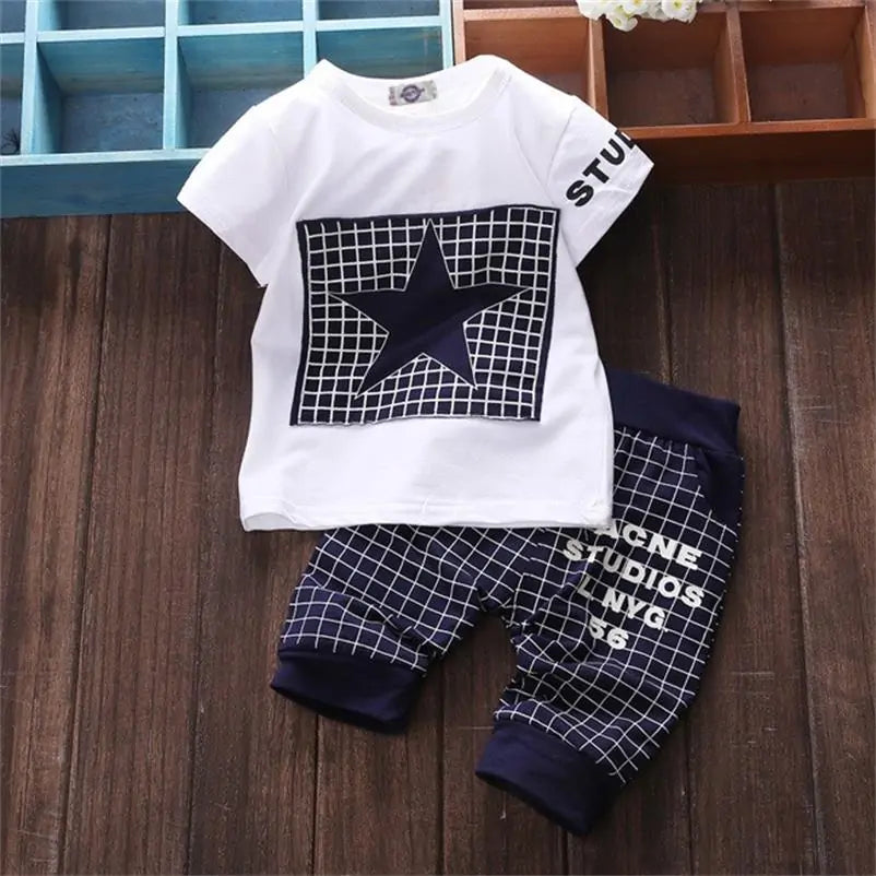 Baby Boy Star Printed Clothes Set: T-Shirt + Pants Outfit