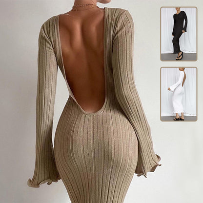 Long Sleeve Sexy Backless Dress