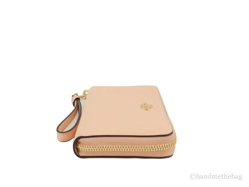 Coach Long Faded Blush Crossgrain Leather Zip Around Wallet