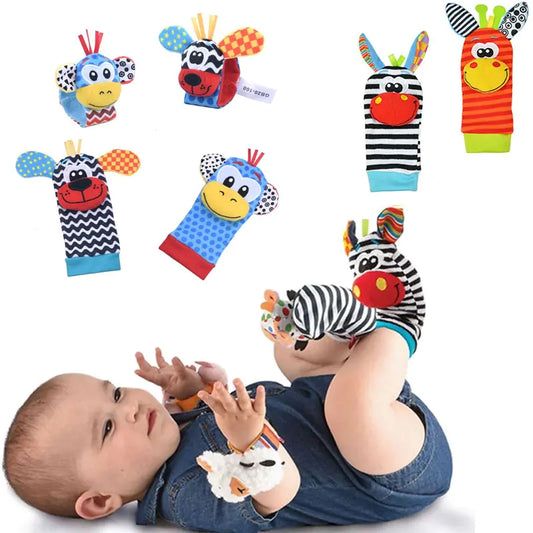 Cartoon Plush Socks/Wrist Strap Rattles