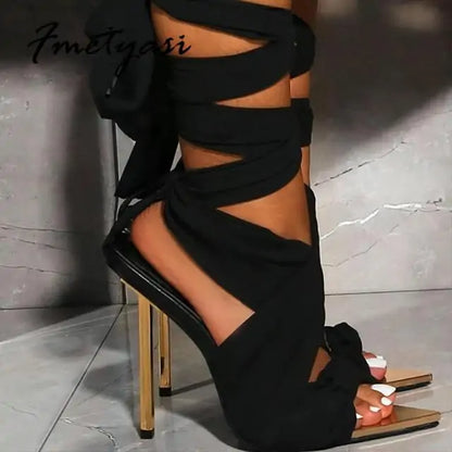 Fabric Ankle Strap Heels