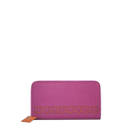 Lotus Leather Wallet-Watermelon/Orange